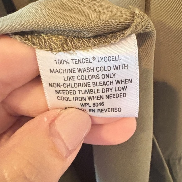 Maison Jules Army Green 100% Tencel Utility-Pocket Shirt Dress Size Large - Picture 14 of 15